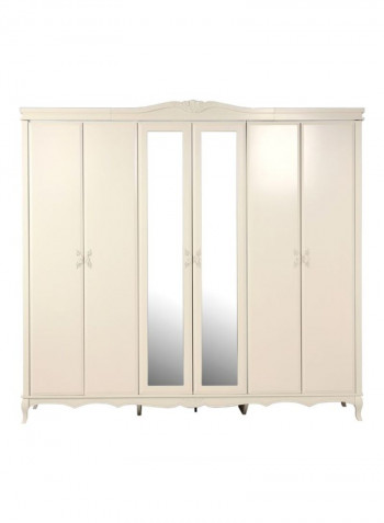 Charlotte Collection Wardrobe With Mirror Beige 256x241x60cm