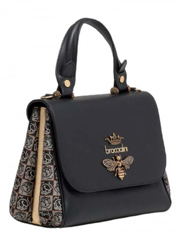 Iris Bug Detail Shoulder Bag Black/Gold/Grey