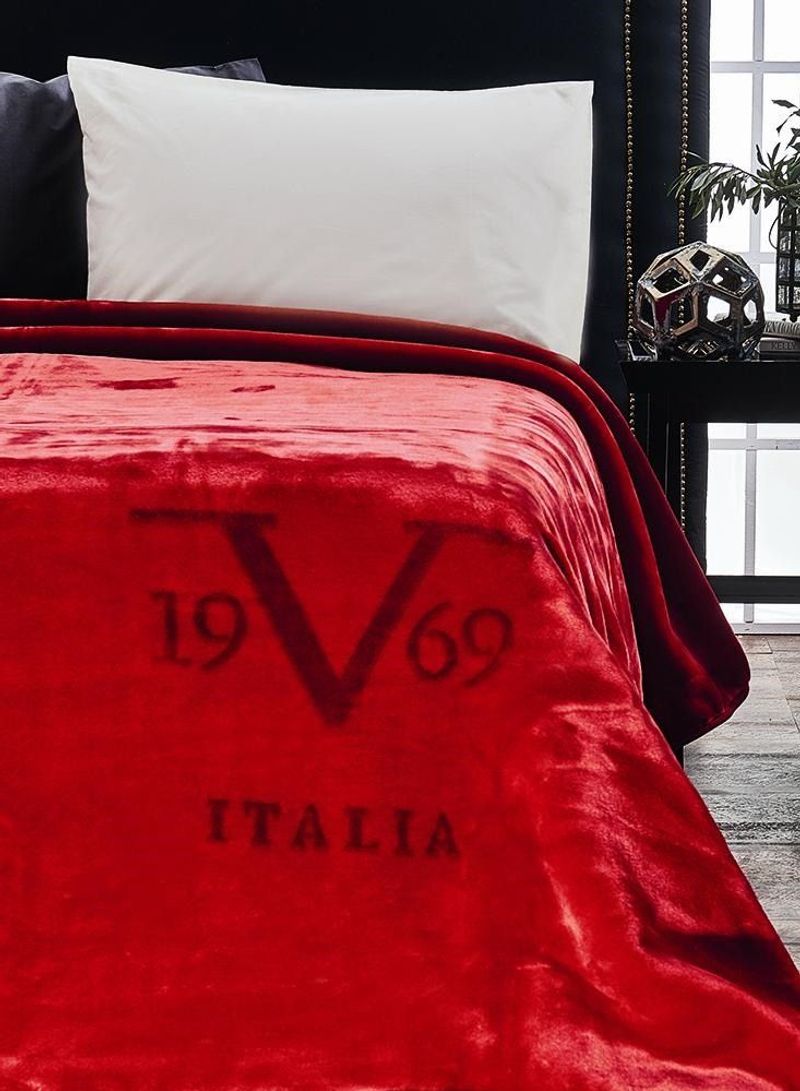 Versace 19.69 "Velour Rosso" Blanket 220x240 Cm Polyester Red 220x240cm