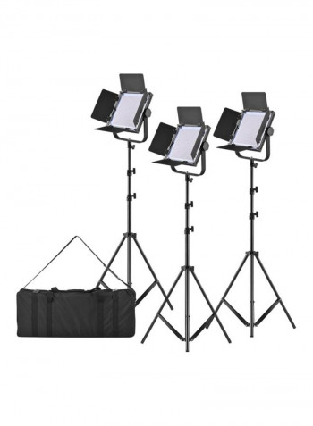 3-Piece LED Video Light Panel With Stand 78inch White