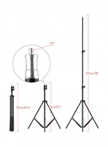3-Piece LED Video Light Panel With Stand 78inch White