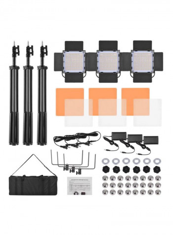 3-Piece LED Video Light Panel With Stand 78inch White