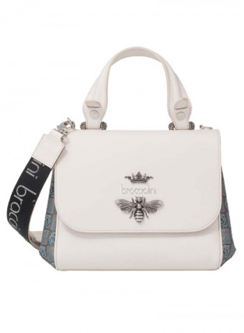 Iris Bug Detail Shoulder Bag White/Grey/Silver