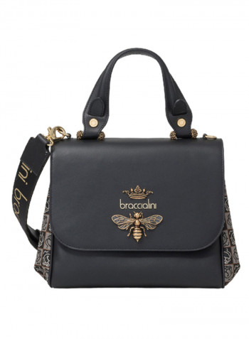 Iris Insect Detail Shoulder Bag Black/Grey/Gold