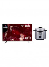 75 Inch  Android Smart TV With Built In Sounbar With Pressure Cooker 75EV350QA/ EVKA-PC6010S Black/Silver