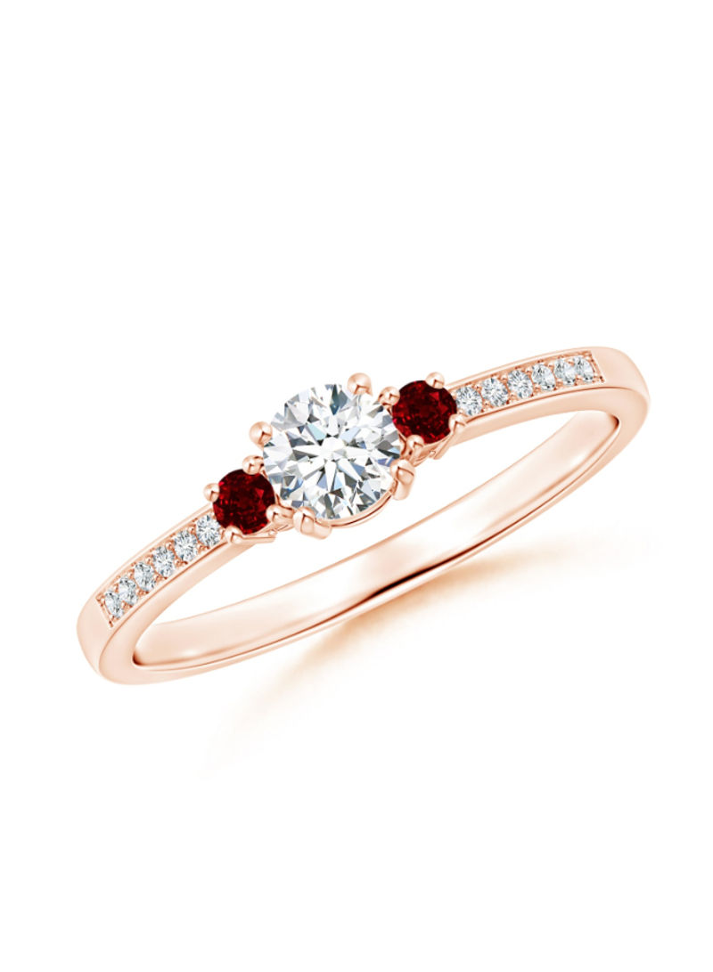 18 Karat Gold And Diamond Classic Ruby Ring