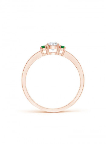 Classic Three Stone Diamond and Emerald Ring