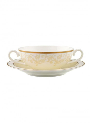 12-Piece Ivoire Soup Cup With Saucer Set White/Gold/Beige
