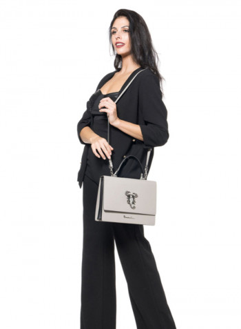 Audrey Scorpion Detail Crossbody Bag Grey/Black/Silver