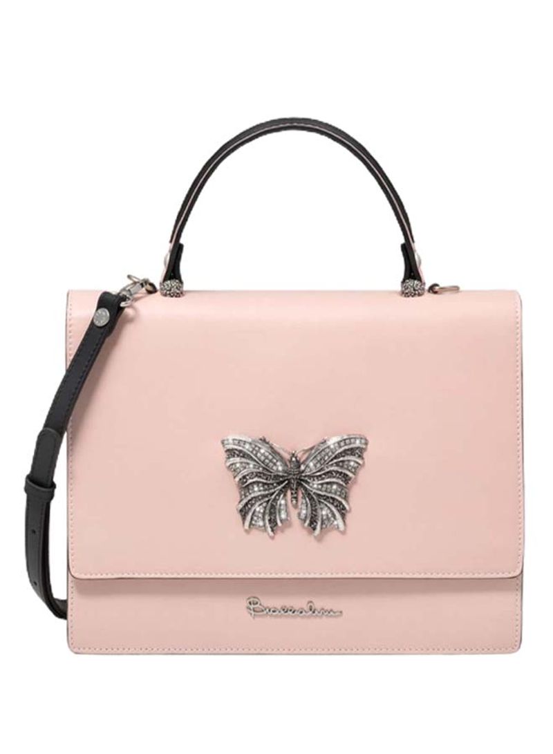 Audrey Butterfly Detail Shoulder Bag Pink/Black/Silver