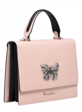 Audrey Butterfly Detail Shoulder Bag Pink/Black/Silver