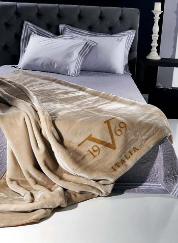 Versace 19.69 "Velour Mattone" Blanket  220x240 Cm Polyester Beige 220x240cm