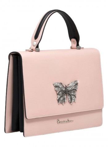Audrey Butterfly Detail Crossbody Bag Pink/Silver/Black