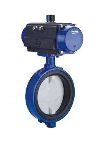 Cast Iron Wafer Type Butterfly Valve with Pneumatic Double Acting Actuator Blue 10inch