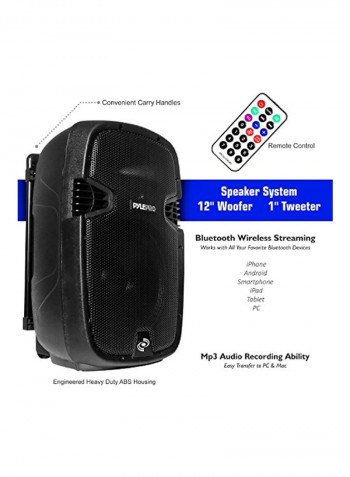 Portable Wireless Bluetooth PA Speaker System Black