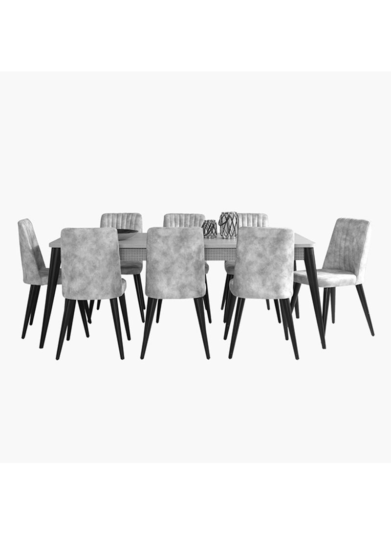 Mabel 8-Seater Dining Set Grey/Black 209.4x77.3x96.4cm