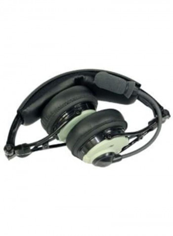 On-Ear Aviation Headphones With Mic Black/Green