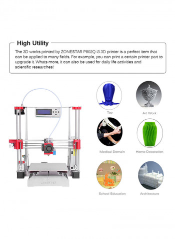 P802Q i3 Metal FDM 3D Printer DIY Kit 220 x 220 x 240millimeter White/Red