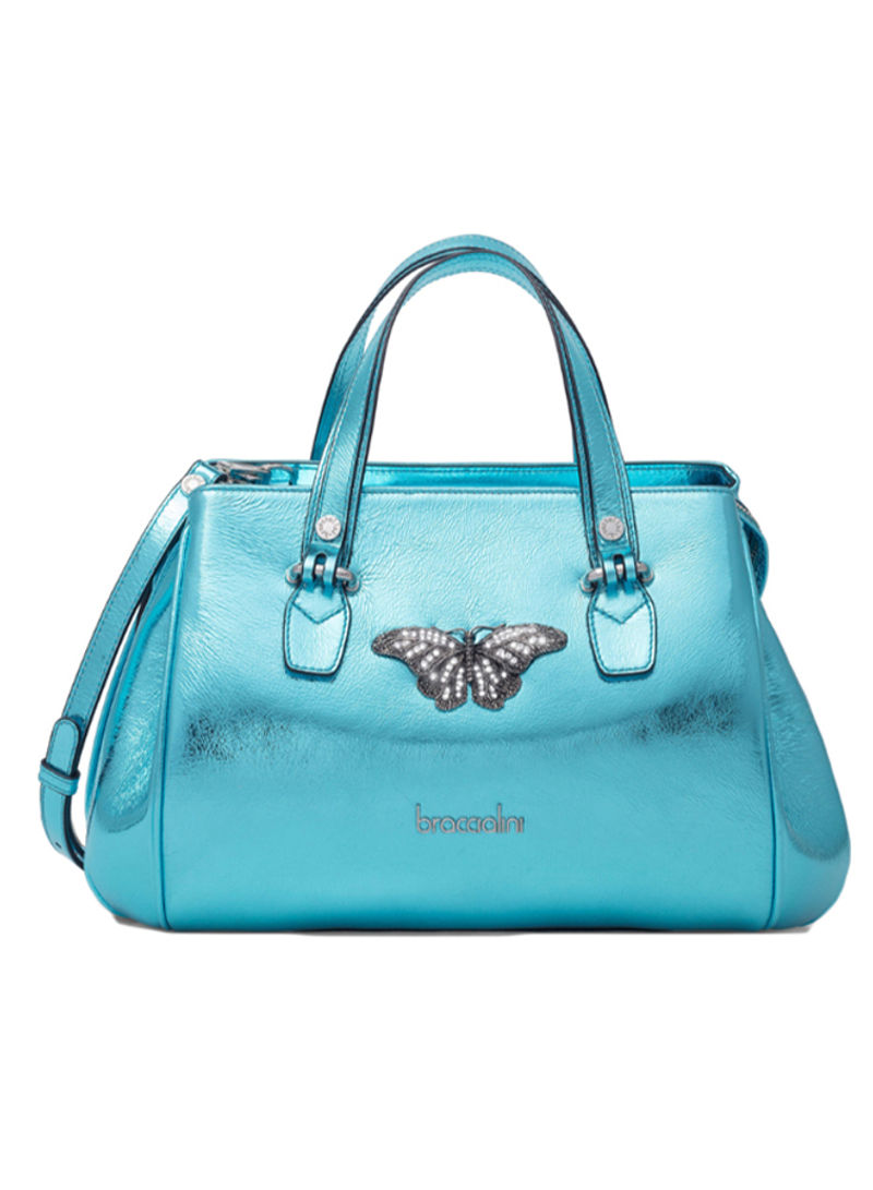 Zoe Metallic Butterfly Detail Crossbody Bag Blue