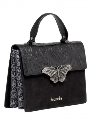 Audrey Butterfly Detail Shoulder Bag Black/Silver/Grey