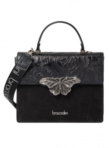 Audrey Butterfly Detail Shoulder Bag Black/Silver