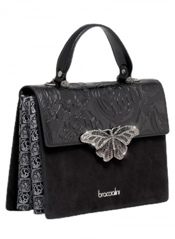 Audrey Butterfly Detail Shoulder Bag Black/Silver