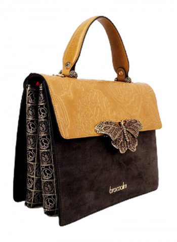 Audrey Butterfly Detail Shoulder Bag Yellow/Black/Brown