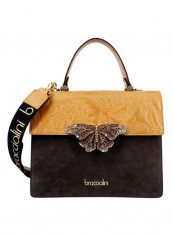 Audrey Butterfly Detail Shoulder Bag Yellow/Brown/Grey