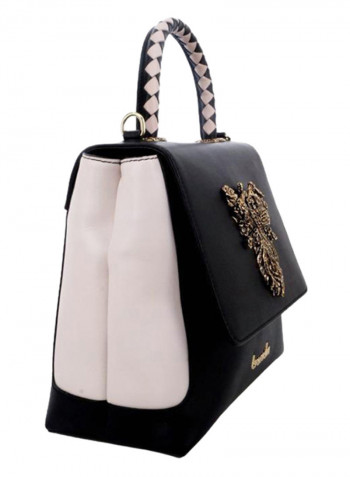 Lily Peacock Detail Shoulder Bag Black/White/Gold