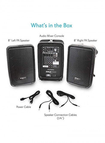 8-Channel Portable Bluetooth PA Speaker Black
