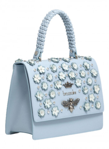 Penelope Floral Detail Shoulder Bag Blue/White/Silver