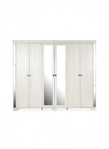 Juliette 6-Door Wardrobe White/Beige 256x60x241cm