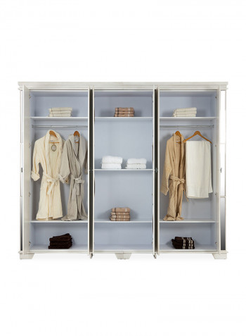 Juliette 6-Door Wardrobe White/Beige 256x60x241cm