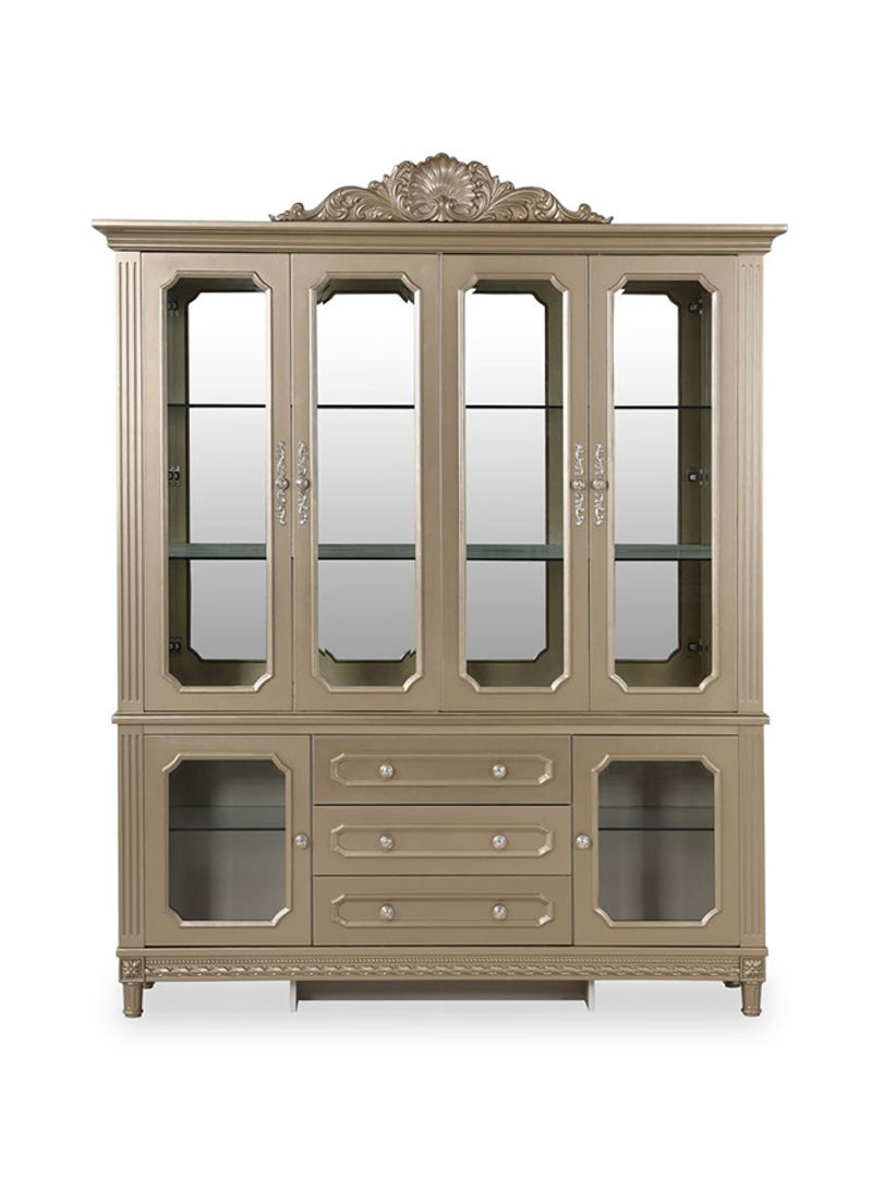 Melika 4-Door Cabinet With 3 Drawers Gold/Clear 186.5x47.5x235cm
