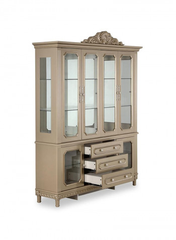 Melika 4-Door Cabinet With 3 Drawers Gold/Clear 186.5x47.5x235cm