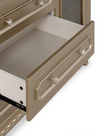 Melika 4-Door Cabinet With 3 Drawers Gold/Clear 186.5x47.5x235cm
