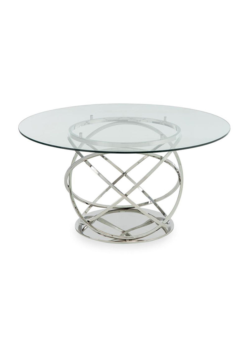 Orbit Dining Table Silver/Clear 142.5 x 142.5 x 73cm
