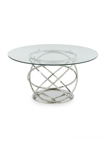 Orbit Dining Table Silver/Clear 142.5 x 142.5 x 73cm
