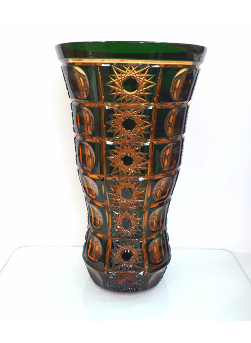 Decorative Crystal Vase Green/Amber 403x240millimeter