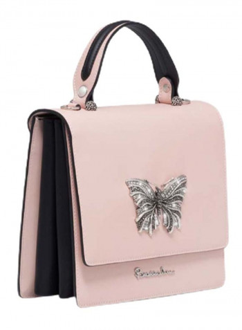 Audrey Butterfly Detail Crossbody Bag Pink/Black