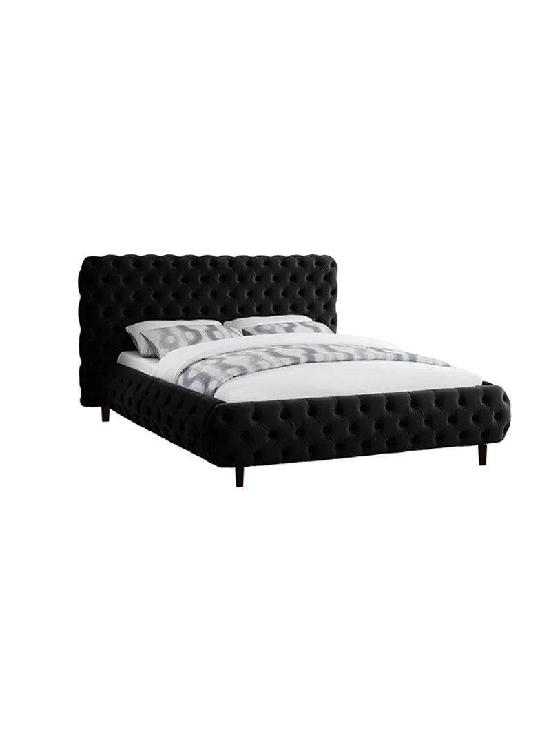 Hand Tufted Upholstered King Bed Without Mattress Black 200x200x150cm