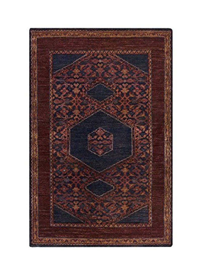 Hand Knotted Woolen Casual Accent Rug Burgundy/Navy/Cherry 42x66inch