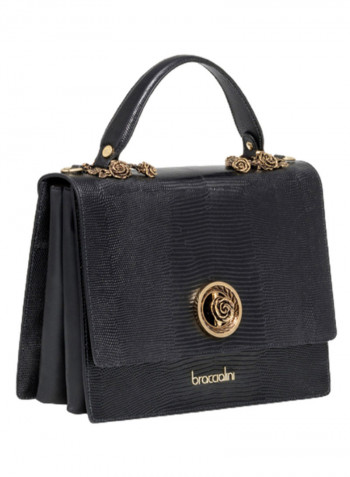 Audrey Logo Detail Strap Shoulder Bag Black/Gold