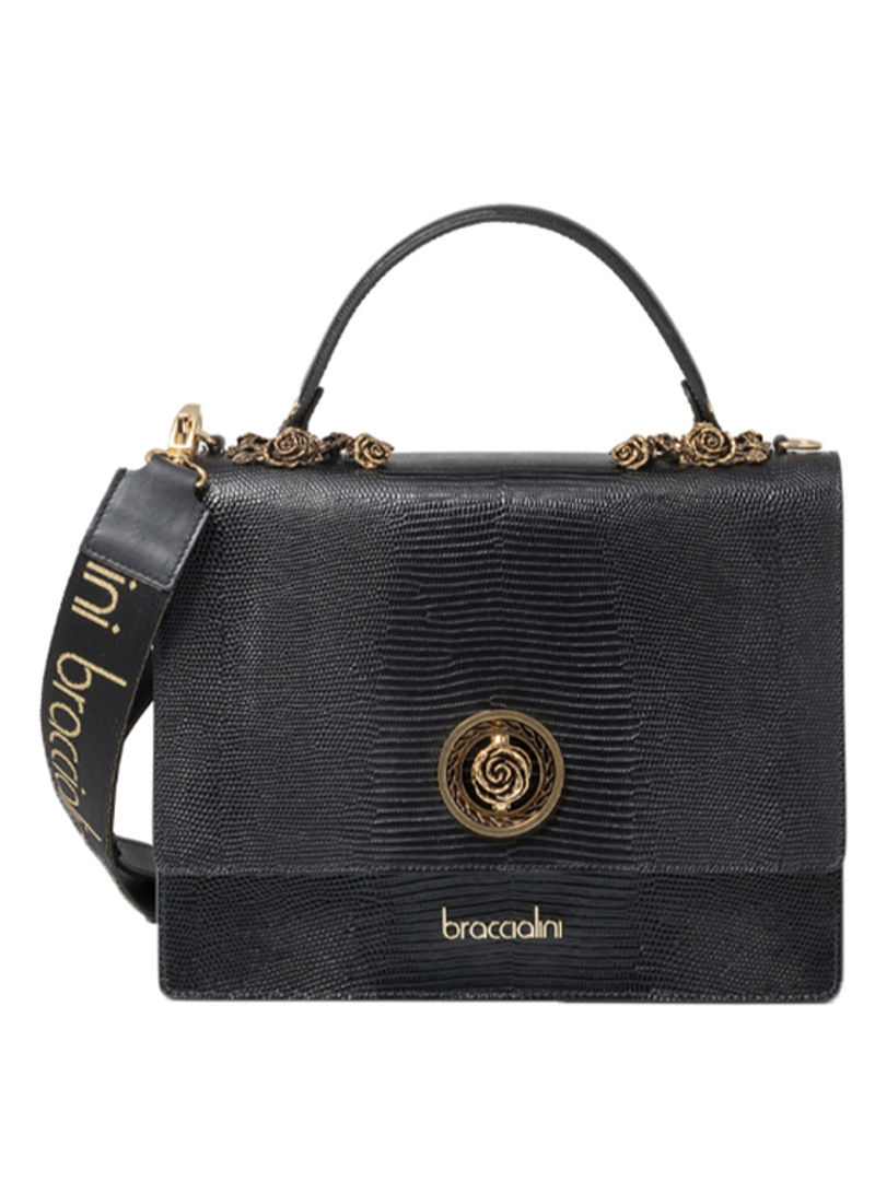 Audrey Logo Detailed Strap Crossbody Bag Black/Gold