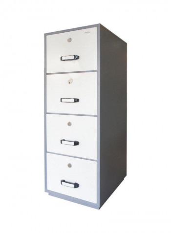 4-Drawer Fire Resistant Filing Cabinet White/Grey 56x160x70cm