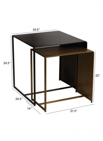 Set Of 2 Square Nesting Tables Brown 24.50 x 24.50centimeter