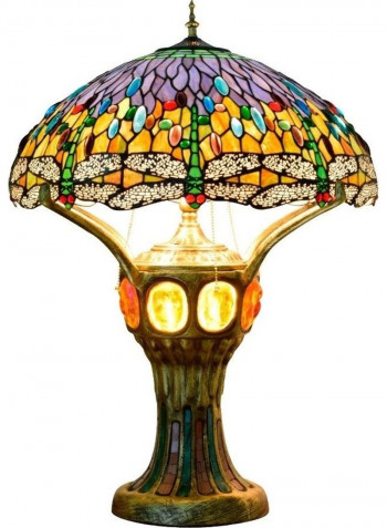 Antique Mosaic Glass Lampshade Table Lamp Multicolour