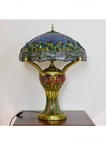 Antique Mosaic Glass Lampshade Table Lamp Multicolour