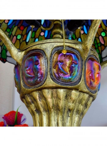 Antique Mosaic Glass Lampshade Table Lamp Multicolour