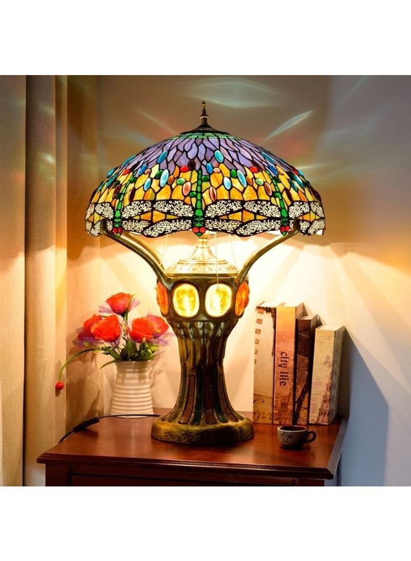 Antique Mosaic Glass Lampshade Table Lamp Multicolour